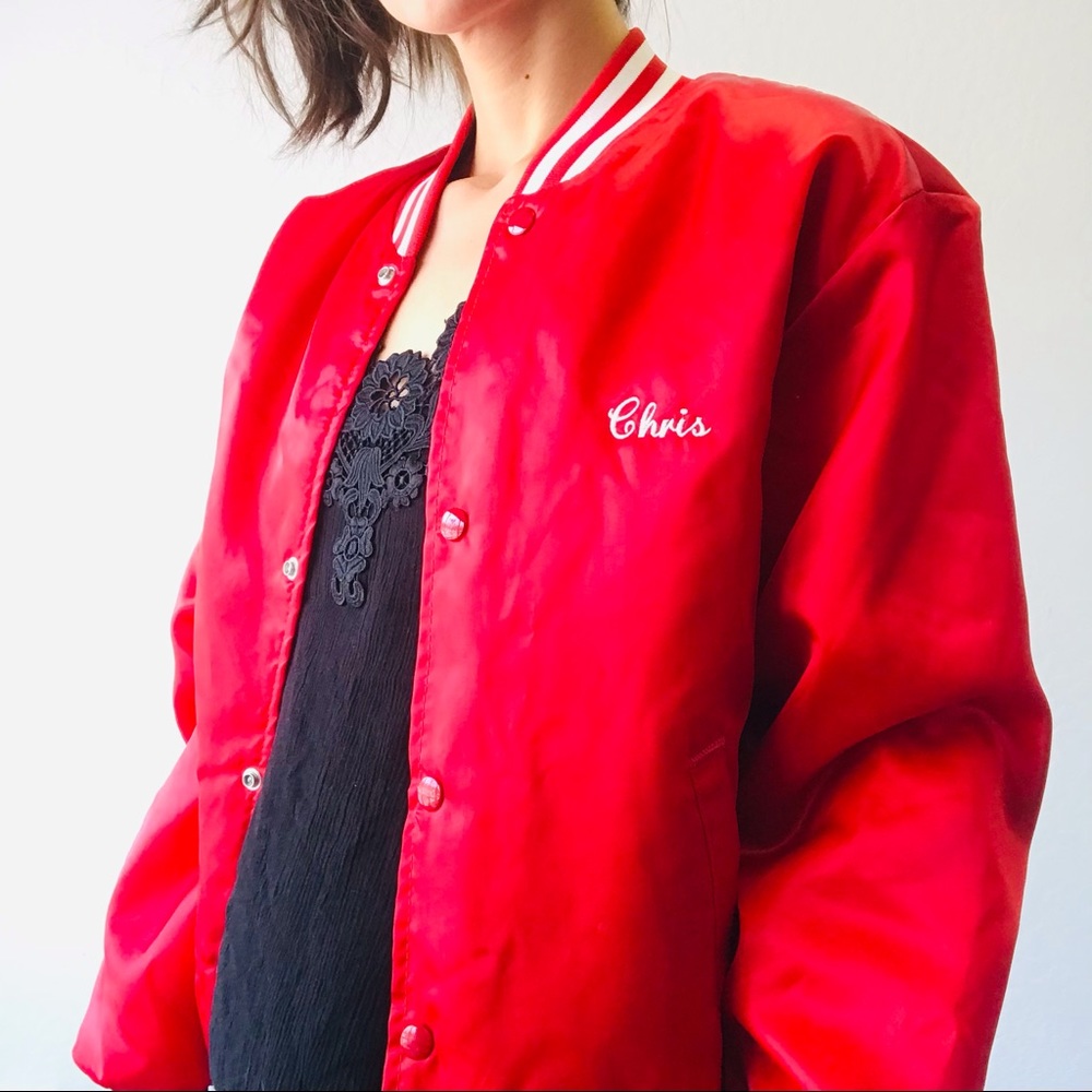 Vintage Red Bomber Jacket - Picture 5 of 13
